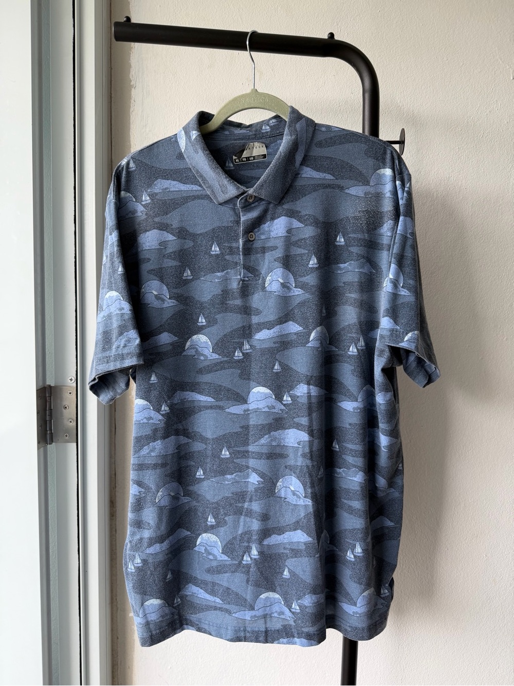 PGA Tour Blue Nautical Print Polo